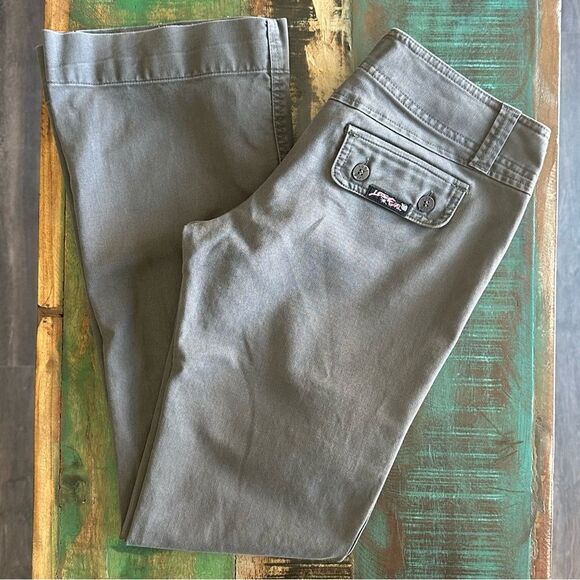 Y2K Lost Girl Convertible Cargo Pants Grey Flare Utility Sz 5 Small Vintage Gorp - Picture 11 of 12